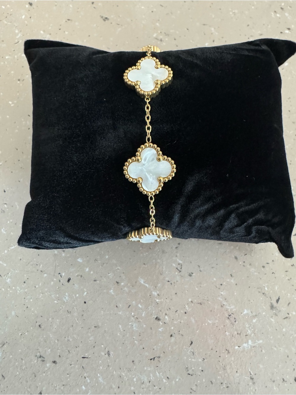 Stainless Steel Gold and White Clover Bracelet.